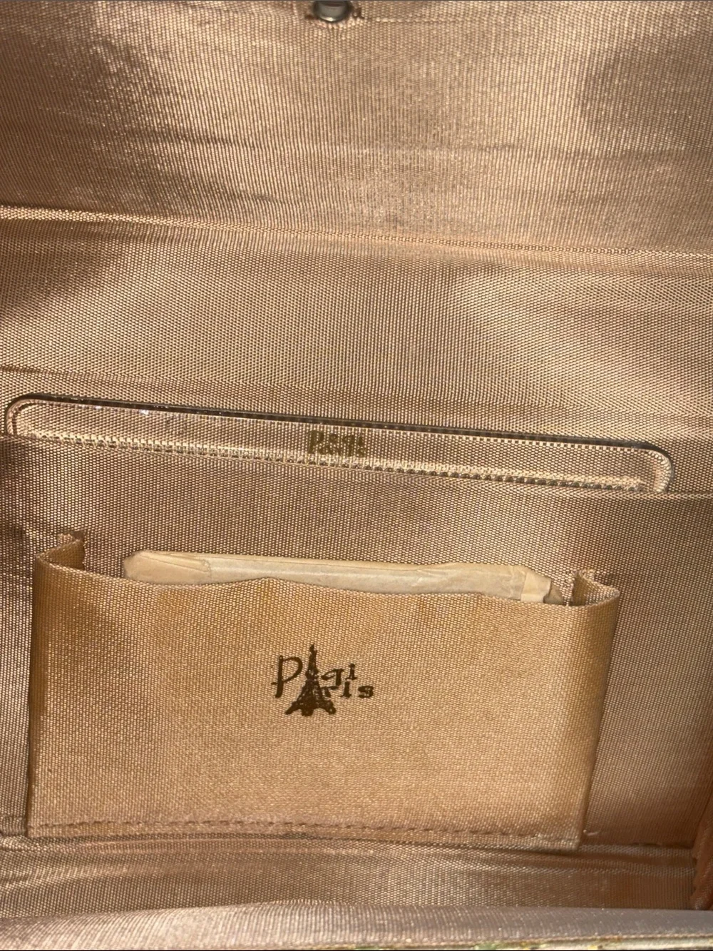 Pegi Paris Vintage Floral Tapestry Brocade bag with Rhinestone Comb & Mirror